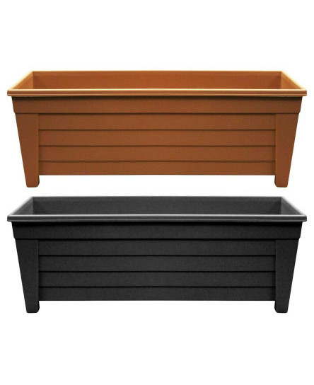 plant-pot-trough-extra-long-plastic-planter-outdoor-garden-55cm-black-brown