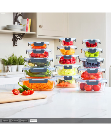 neo-glass-food-storage-containers-set-snap-lock-lids-meal-prep-7-10-12-15-pc