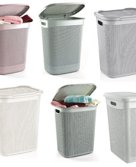 plastic-laundry-basket-clothes-washing-bin-storage-hamper-organiser-with-lid-new