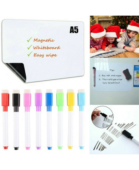 a5-dry-wipe-magnetic-mini-office-whiteboard-fridge-notice-8-marker-pen-reusable